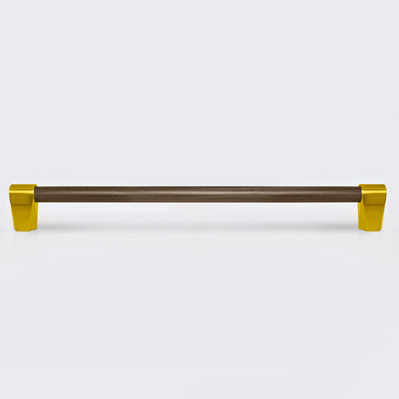 Forever Modern Kitchen Hardware - Brushed Black Stainless Steel with Brass Knurled Appliance Pull 18 inches