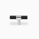 Blainville Cabinet Hardware - Matte Black and Polished Chrome Hexagon Door T Knob