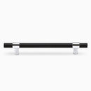 Blainville Cabinet Hardware - Matte Black mixed Polished Chrome Hexagon Door Handle 128mm Lengths