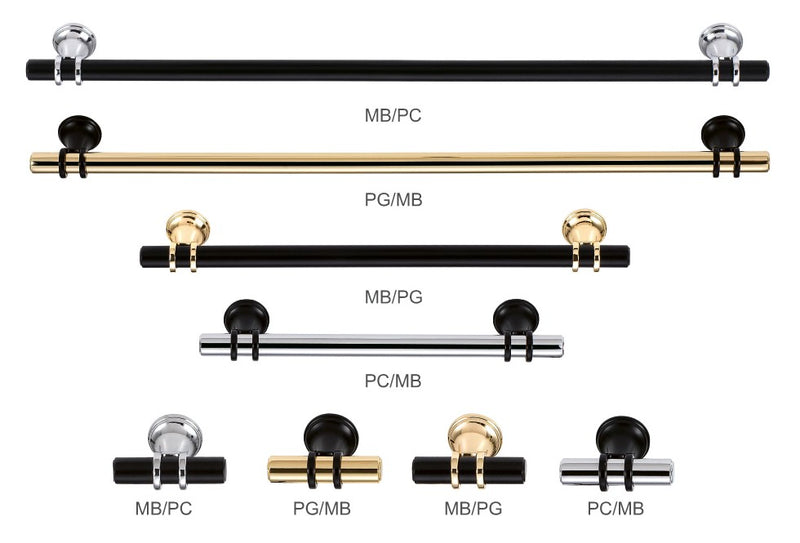 Different Finishes of Cambridge Cabinet Hardware