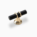 Cambridge Cabinet Hardware - Matte Black mixed Polished Gold Cabinet T-Knob