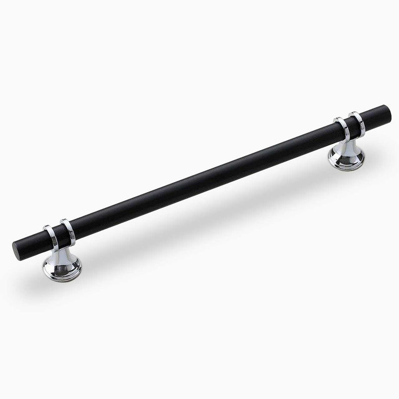 Cambridge Luxury Cabinet Hardware - Matte Black mixed Polished Chrome Cabinet Pull 192mm Lengths