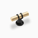 Cambridge Luxury Cabinet Hardware - Matte Black mixed Polished Gold Cabinet T Knob