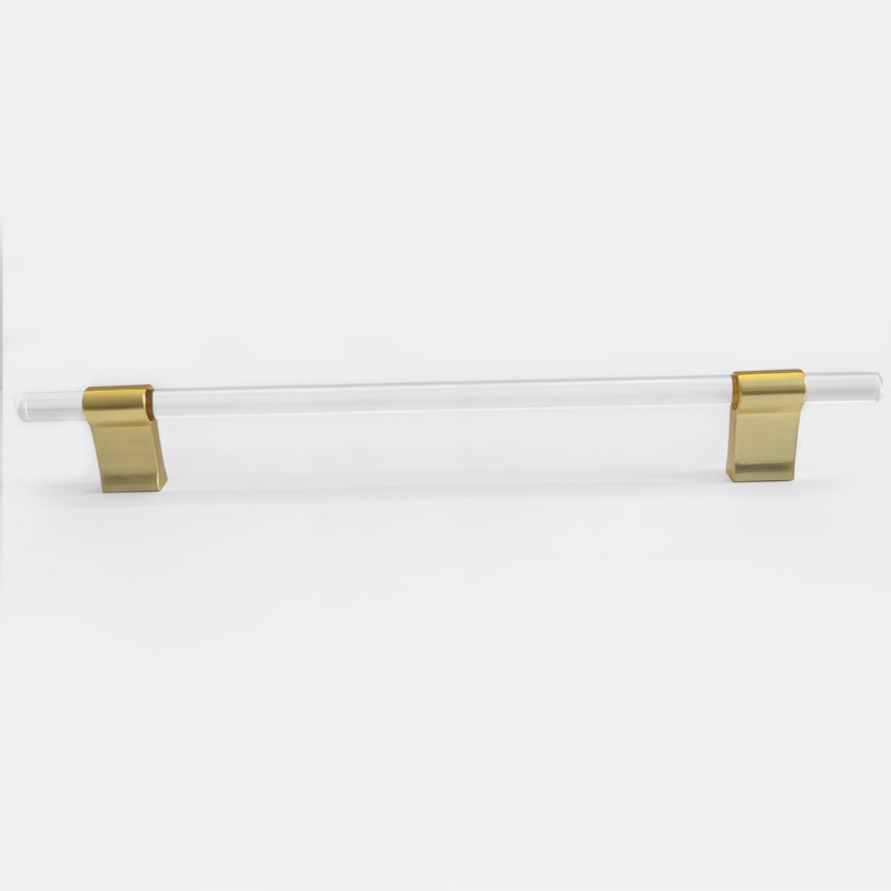 Crystal Glass-like Lena Clear Kitchen Cabinet Handle Pull - Brushed Brass 320mm