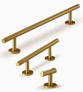 Designer Solid Brass Round Cabinet Handle Pull in Brass Gold