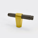 Forever Modern Kitchen Hardware - Brushed Brass and Black Stainless Steel Knurled Cabinet T-Knob