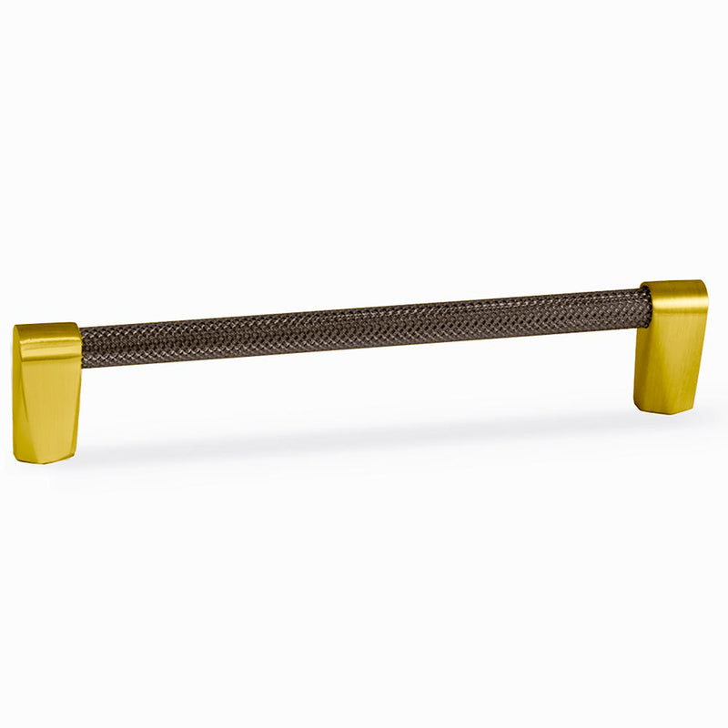 Forever Modern Kitchen Hardware - Brushed Brass and Black Stainless Steel Knurled Cabinet Handle 128mm