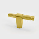 Forever Modern Kitchen Hardware - Brushed Brass Knurled Cabinet T-Knob