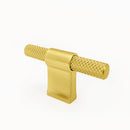 Knurled Modern Lena Brushed Brass Textured Kitchen Cabinet T Knob