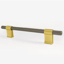 Knurled Modern Lena Textured Cabinet Handle Pull - Brushed Black Stainless Steel mixed Brushed Brass 128mm