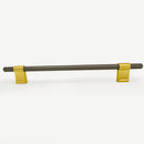 Knurled Modern Lena Textured Cabinet Handle Pull - Brushed Black Stainless Steel mixed Brushed Brass 192mm