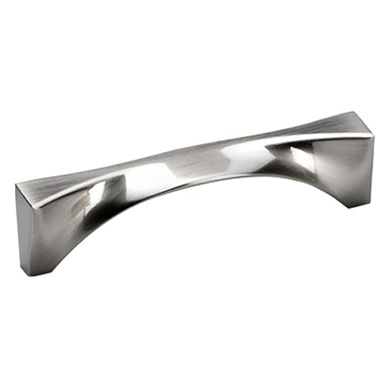 Non-traditional Creative Shaped Maryhill Kitchen Cabinet Handle Pull - Brushed Nickel 96mm