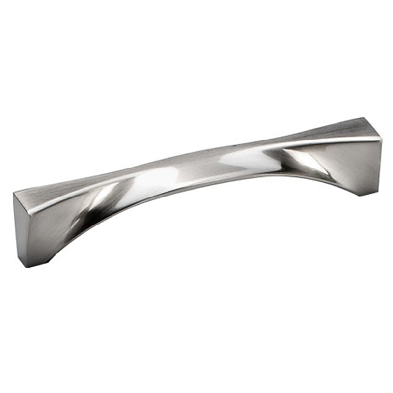 Non-traditional Creative Shaped Maryhill Kitchen Cabinet Handle Pull - Brushed Nickel 128mm