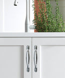  Classic Vintage Kitchen Hardware - Elora Polished Chrome Cabinet Handles on White Kitchen Cabinet