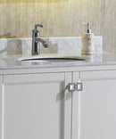 Display of Vintage Cabinet Hardware - Elora 3 Polished Chrome Door Knob on White Cabinet