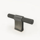 Knurled Modern Lena Textured Kitchen Cabinet T Knob - Brushed Black Stainless Steel