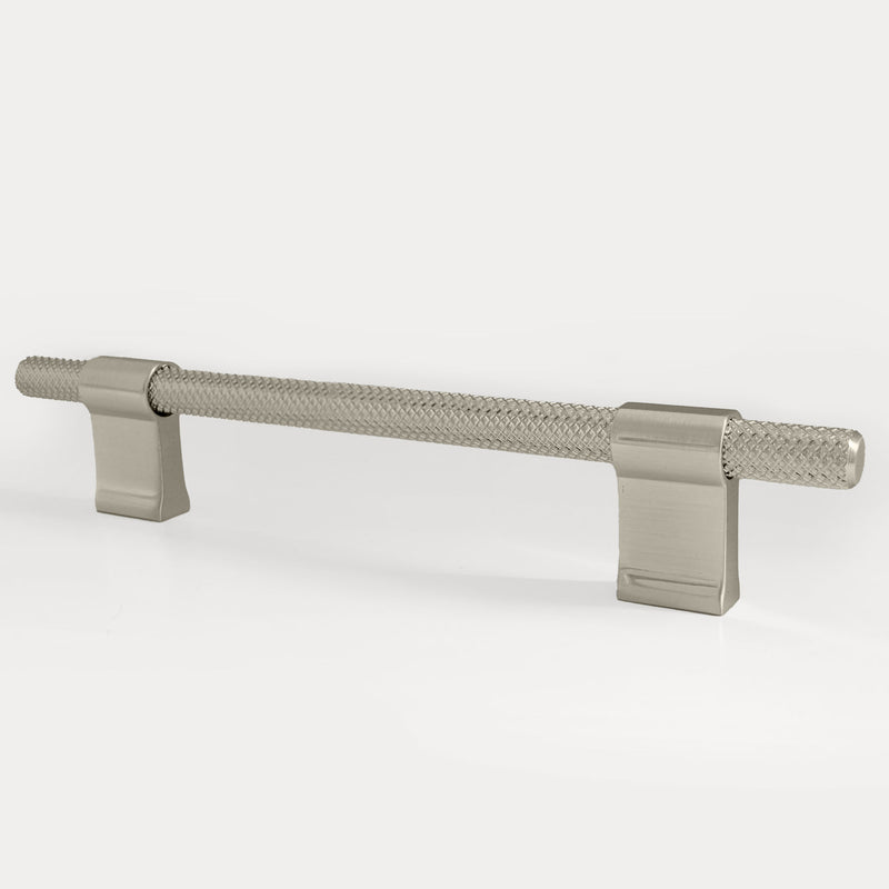 Knurled Modern Lena Textured Kitchen Cabinet Handle Pull - Brushed Nickel 128mm