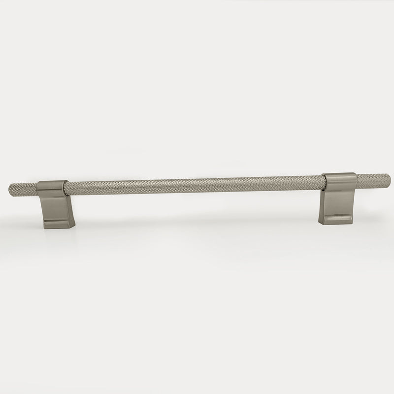 Knurled Modern Lena Textured Kitchen Cabinet Handle Pull - Brushed Nickel 192mm