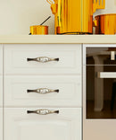 Southdale 2 Bronze Kitchen Cabinet Pull 128mm Mounted on White Drawers