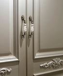 Southdale 3 Vintage Ceramic Kitchen Handle Pull Mounted on Beige Cabinet