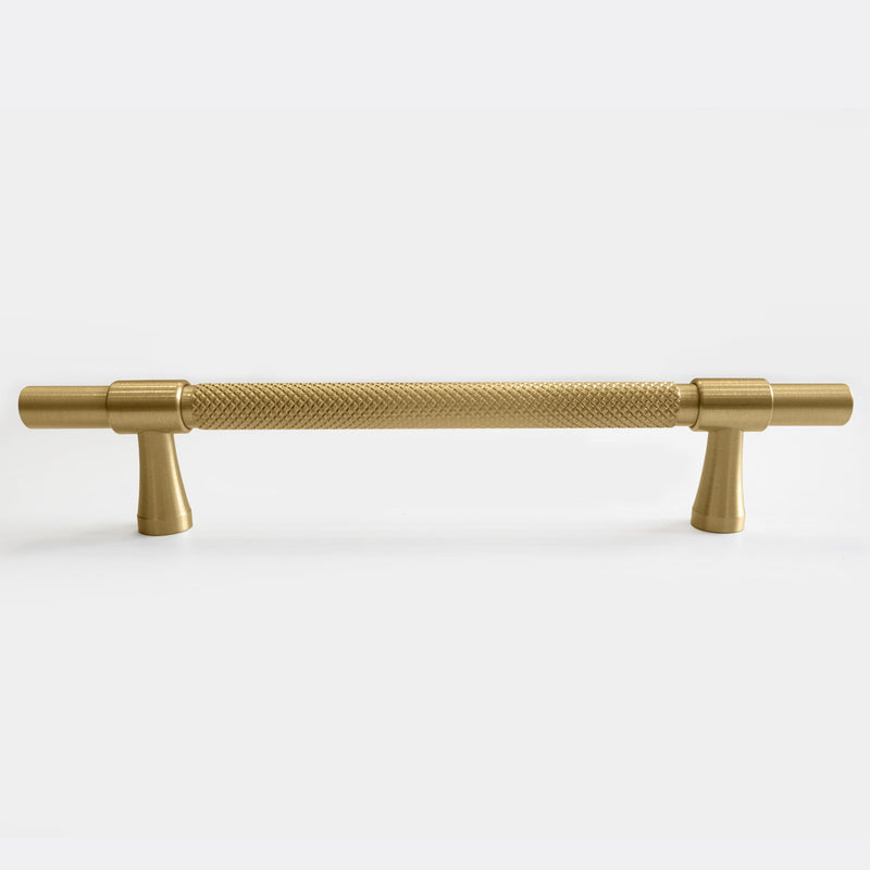 Classy Riverdale Brass Textured and Knurled Cabinet Handle Pull in Brushed Brass Gold 128mm