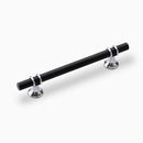 Cambridge Luxury Cabinet Hardware - Matte Black mixed Polished Chrome Cabinet Handle 128mm Lengths