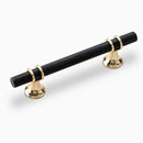 Cambridge Cabinet Hardware - Matte Black mixed Polished Gold Cabinet Handle 128mm Lengths