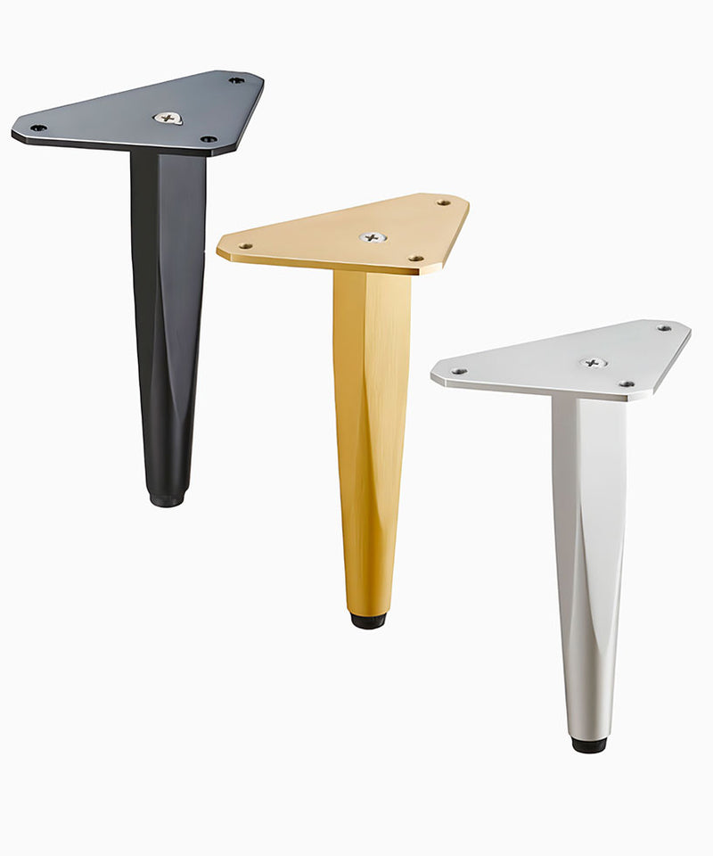 All Finishes of Furniture Legs 150 in Matte Black, Brushed Gold and Nickel