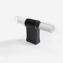 Crystal Glass-like Lena Clear Kitchen Cabinet Knob - Matte Black T-Bar