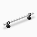 Cambridge Luxury Cabinet Hardware - Polished Chrome mixed Matte Black Cabinet Door Handle 128mm Lengths