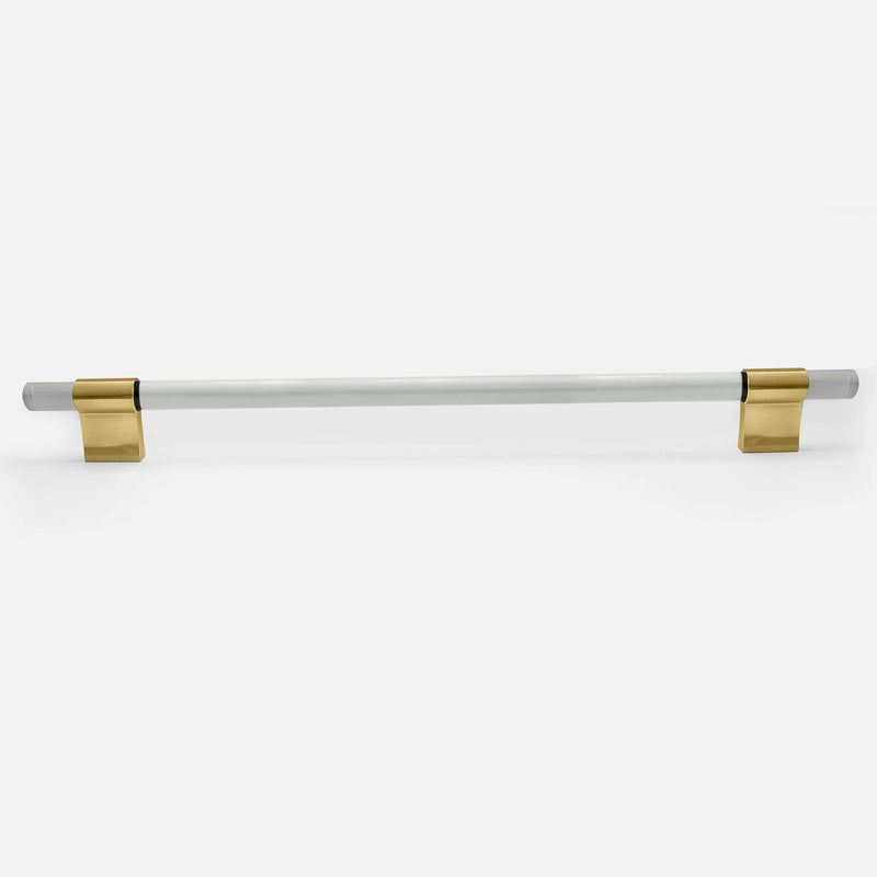 Crystal Glass-like Lena Clear Kitchen Appliance Pull - Brushed Brass Gold 18 Inches
