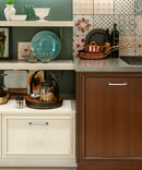 Pomelli Designs Caledon Cabinet Pulls in Polished Chrome installed on Cabinets