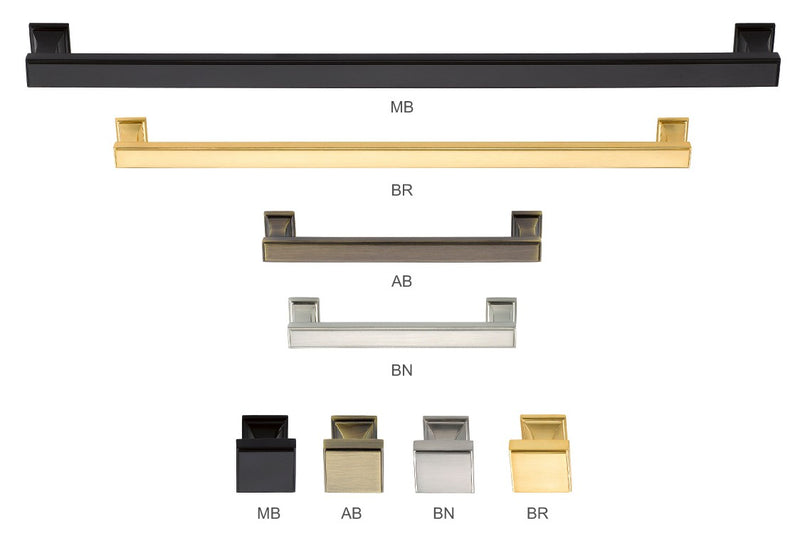 All sizes of Luxury Designer Cabinet Hardware - Deleware Door Handle and Knob