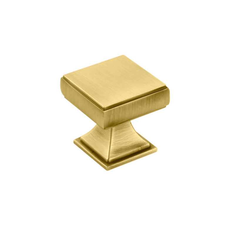 Luxury Designer Cabinet Hardware - Deleware Brushed Brass Gold Square Cupboard Knob