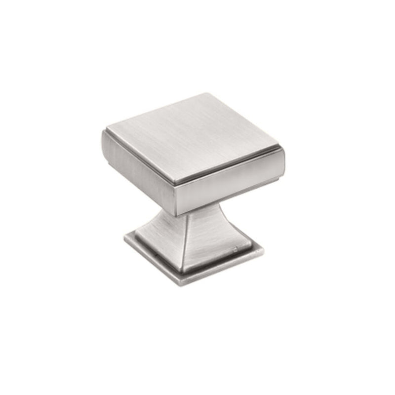 Luxury Designer Cabinet Hardware - Deleware Brushed Nickel Square Cupboard Knob