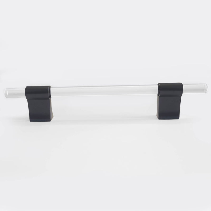 Crystal Glass-like Lena Clear Kitchen Cabinet Handle Pull- Matte Black 128mm
