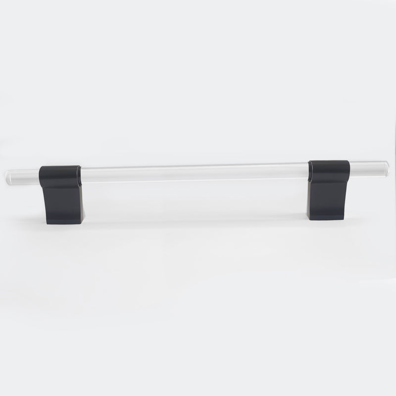 Crystal Glass-like Lena Clear Kitchen Cabinet Handle Pull- Matte Black 192mm