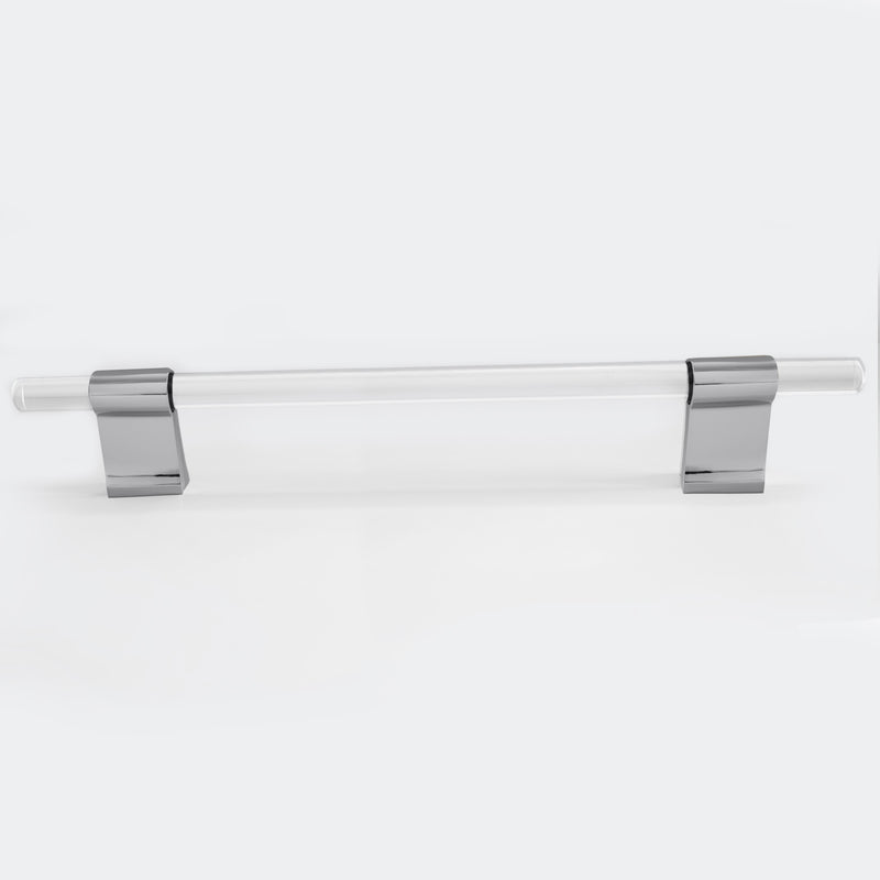 Crystal Glass-like Lena Clear Kitchen Cabinet Handle Pull - Polished Chrome 192mm