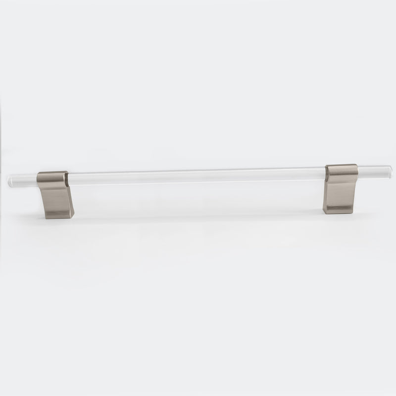 Crystal Glass-like Lena Clear Kitchen Cabinet Handle Pull - Brushed Nickel 320mm