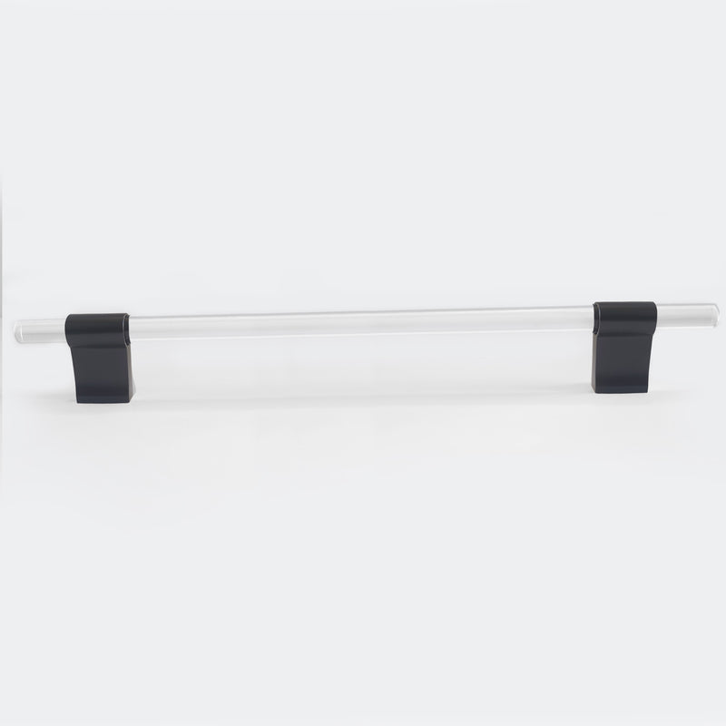 Crystal Glass-like Lena Clear Kitchen Cabinet Handle Pull - Matte Black 320mm