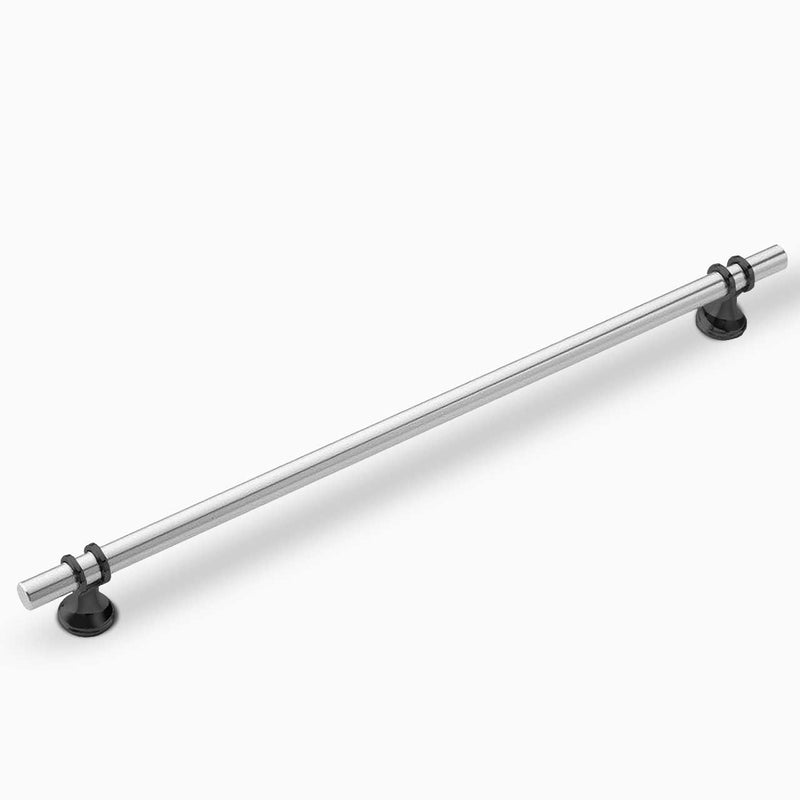 Cambridge Luxury Cabinet Hardware - Polished Chrome mixed Matte Black Cabinet Door Pull 320mm Lengths