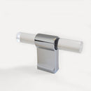 Crystal Glass-like Lena Clear Kitchen Cabinet Knob - Polished Chrome T-Bar