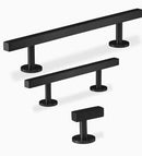 Designer Solid Brass Square Cabinet Handle Pulls in Matte Black