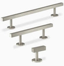 Designer Solid Brass Square Cabinet Handle Pulls in Stain Nickel